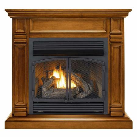 DULUTH FORGE Dual Fuel Ventless Gas Fireplace With Mantel - 32,000 Btu, T-Stat DFS-400T-2AS
